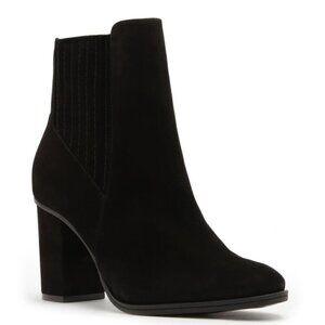 Schutz Fabrica Y2K Millennial Black Suede Block Heel Sock Ankle Boots Size 10